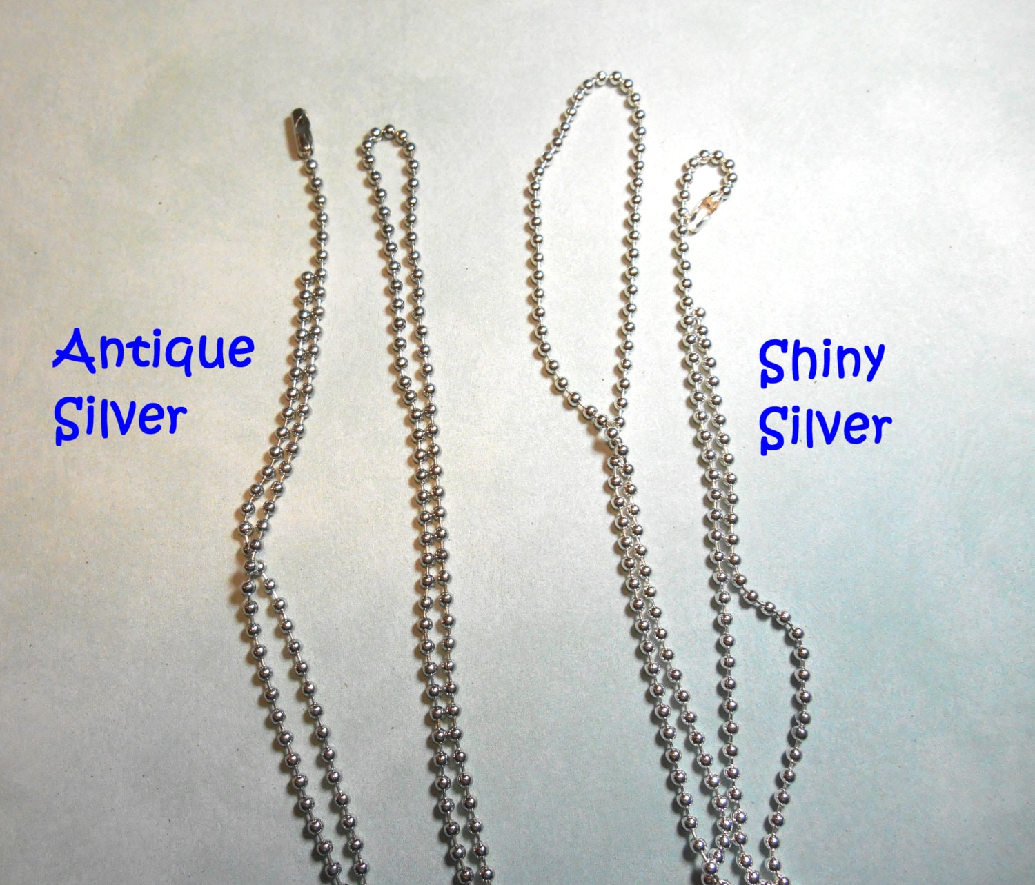 Antique Silver Ball Chain Necklaces - 24 inch - 2.4mm Diameter - Set of 10