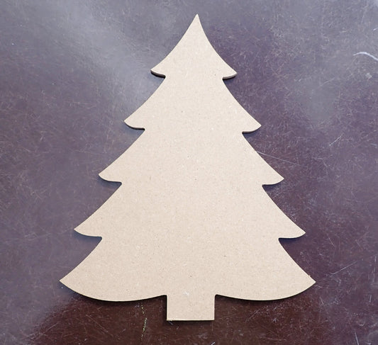 Pine Tree Unfinished MDF Plaque THIN 8 inch DIY Sign Christmas Spruce