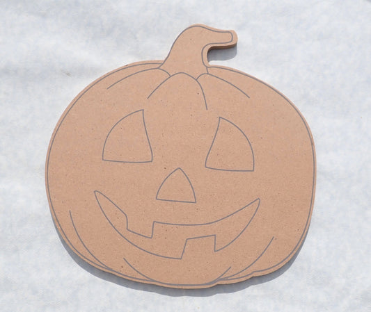 Pumpkin Plaque - THIN Unfinished MDF 8 inch Sign DIY Halloween or Fall Decor - Jack-O-Lantern