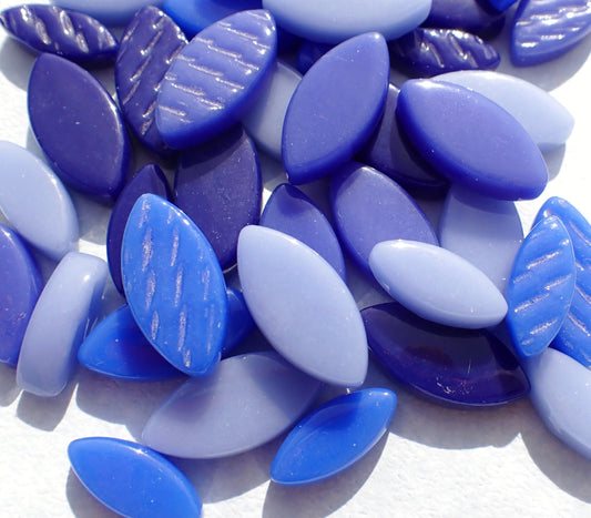 Shades of Blue Glass Leaves - 50g of Petals in 14mm and 19mm Mix of 2 Sizes - Morning Glory