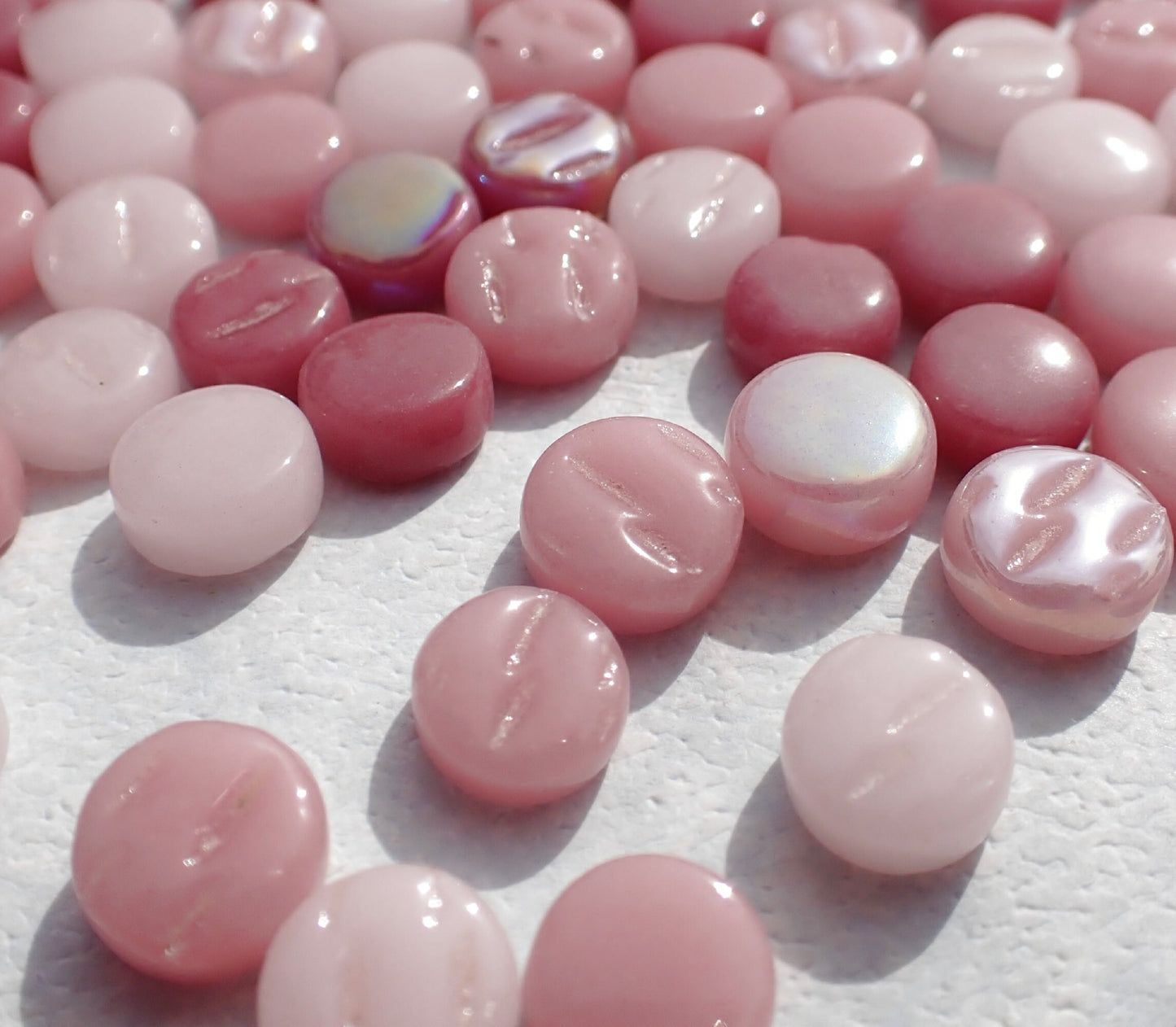 Pink Mix MINI Glass Drops Mosaic Tiles - 50 grams Darling Dotz - Over 100 Tiles - Strawberry Shortcake