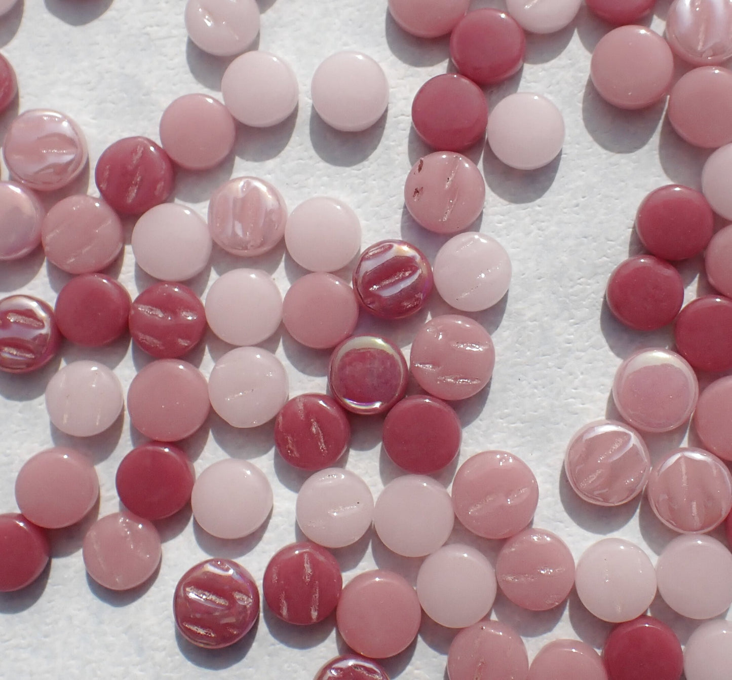 Pink Mix MINI Glass Drops Mosaic Tiles - 50 grams Darling Dotz - Over 100 Tiles - Strawberry Shortcake