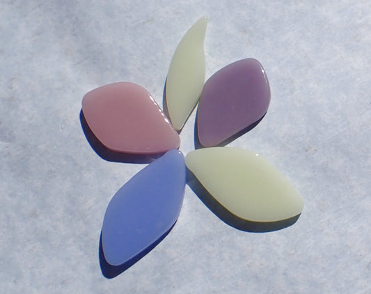 Pastel Blue Purple Pink Yellow Glass Petals - 50g of Leaves in a Mix of Shapes and Sizes - Crocus Bouquet