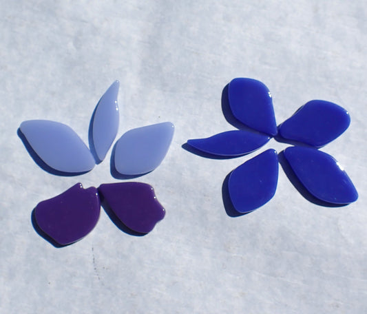 Blue and Purple Glass Petals - 50g of Leaves in a Mix of Shapes and Sizes - Salvia Bouquet