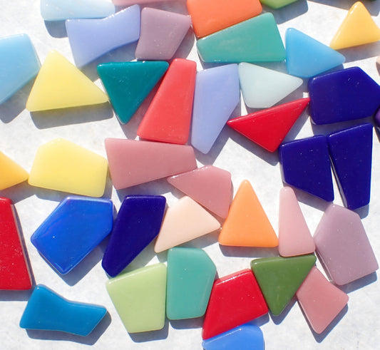 Colorful Medley Irregular Glass Tiles - 50g of Polygons in Mix of Sizes - Tropix