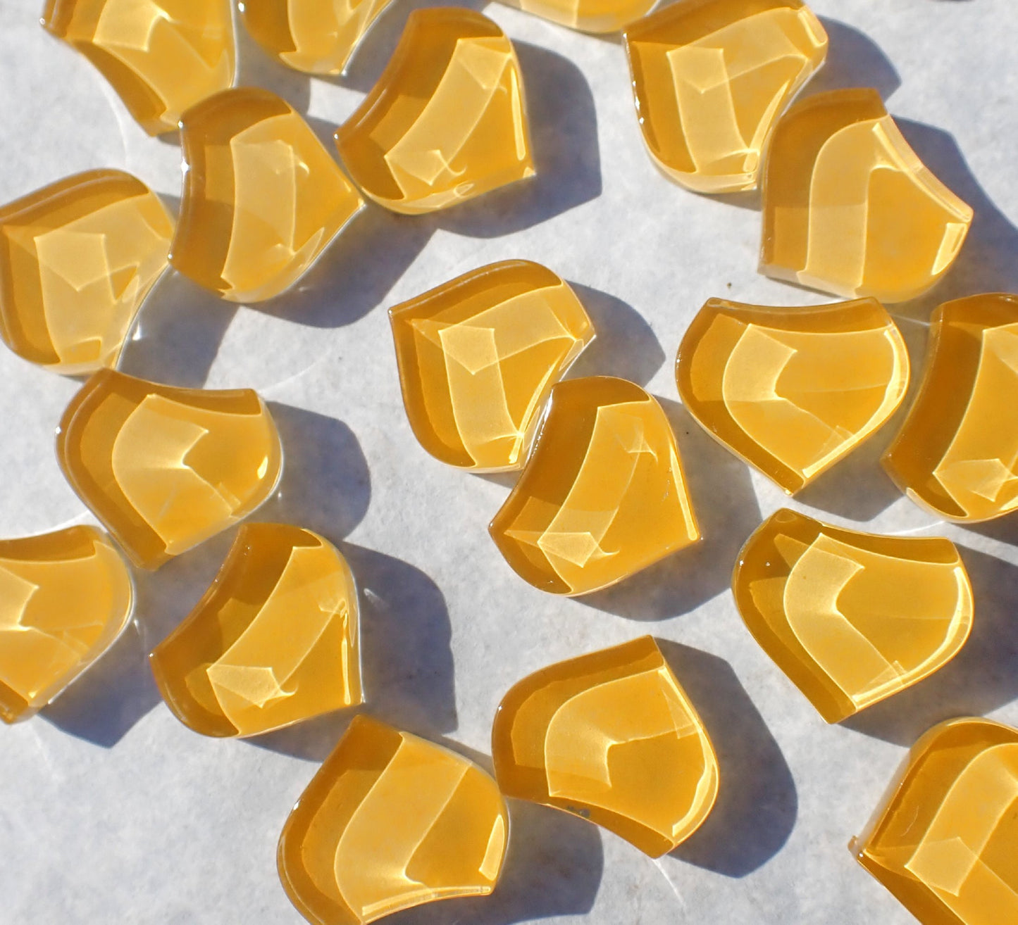 Golden Yellow Fishscale Glass Tiles - 50g - Approximately 30 Crystal Mandala Mosaic Tiles