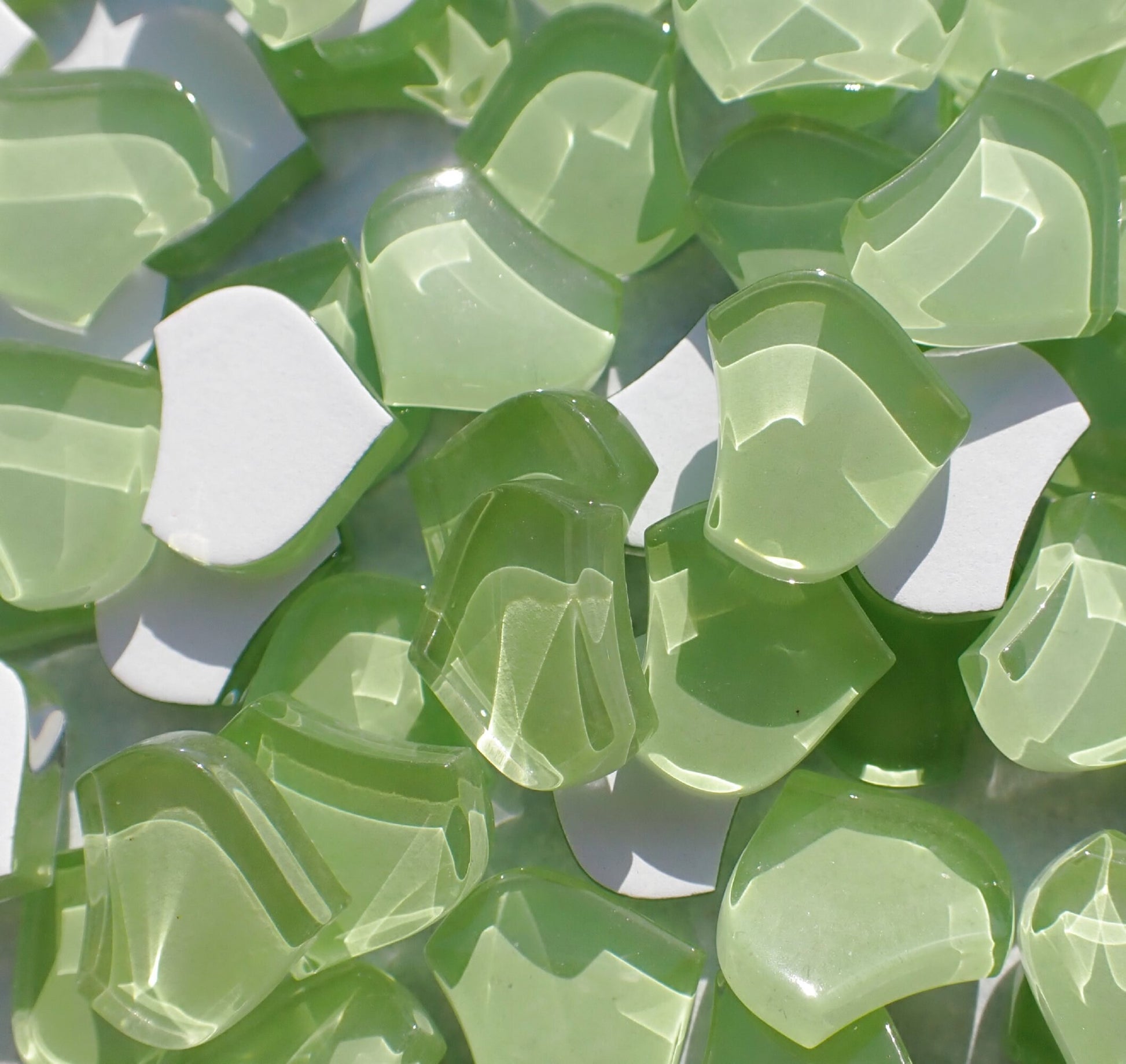 Fresh Green Fishscale Glass Tiles - 50g - Approximately 30 Crystal Mandala Mosaic Tiles
