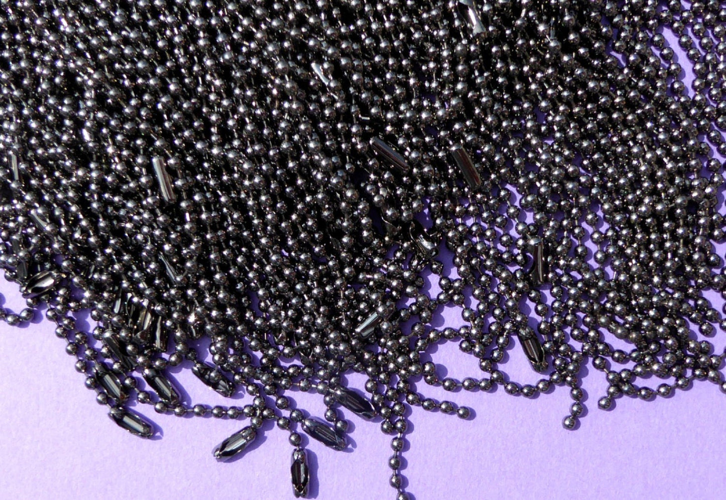 Gunmetal Ball Chain Necklaces - 24 inch - 2.4mm Diameter - Set of 10 - Gray Dark Silver Colored