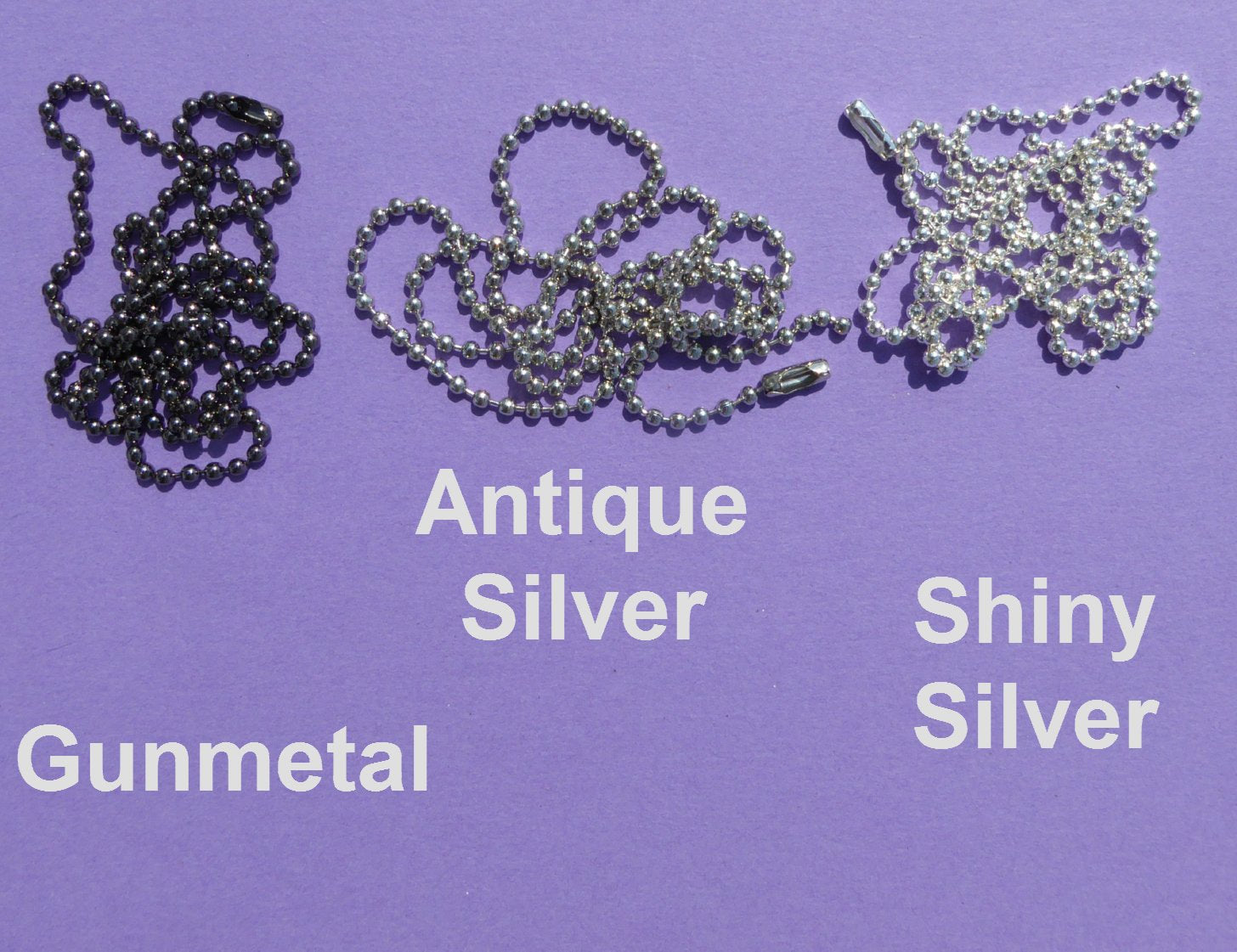 Shiny Silver Ball Chain Necklaces - 24 inch - 2.4mm Diameter - Set of 25 - Silver Colored Plated