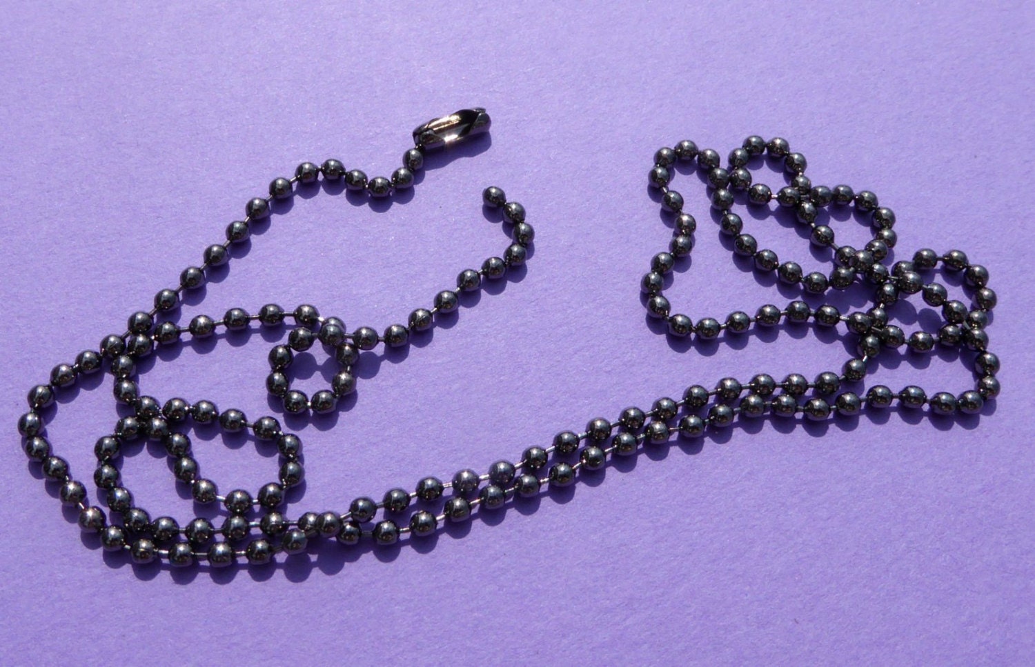 Gunmetal Ball Chain Necklaces - 24 inch - 2.4mm Diameter - Set of 10 - Gray Dark Silver Colored