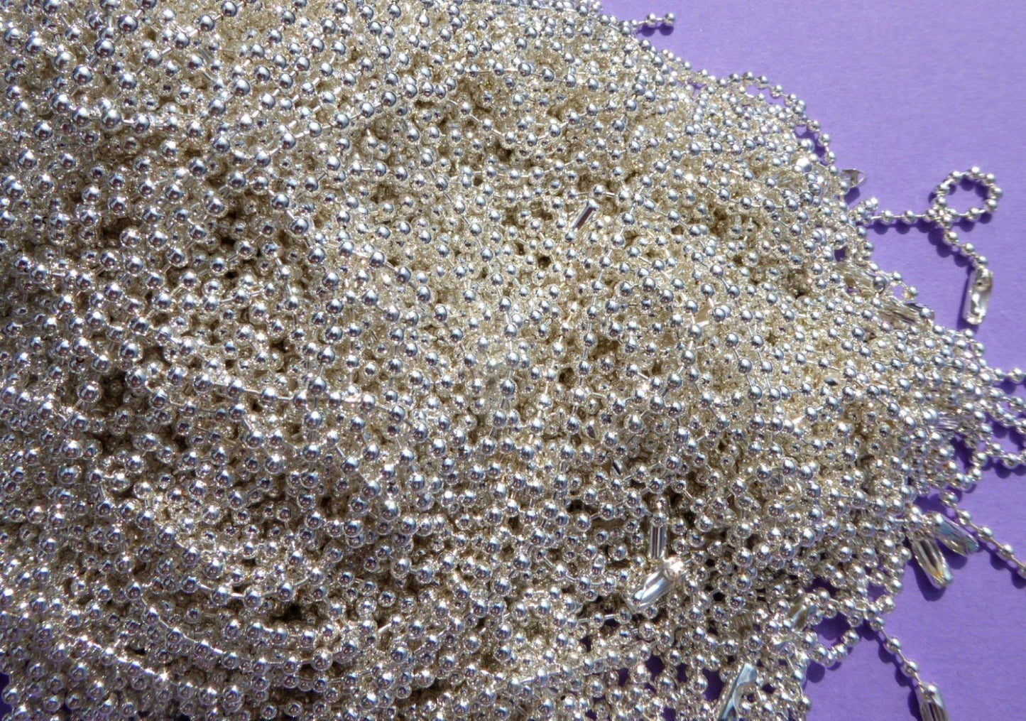 Shiny Silver Ball Chain Necklaces - 24 inch - 2.4mm Diameter - Set of 10 - Silver Colored Plated