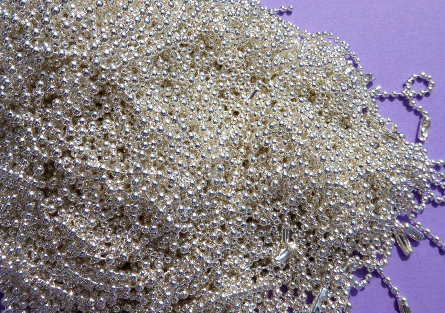 Shiny Silver Ball Chain Necklaces - 24 inch - 2.4mm Diameter - Set of 10 - Silver Colored Plated