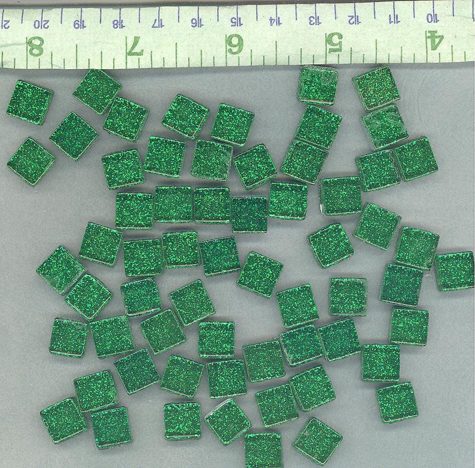 Green Tiny Glitter Tiles - 1 cm - 100g - Over 100 Glass Squares