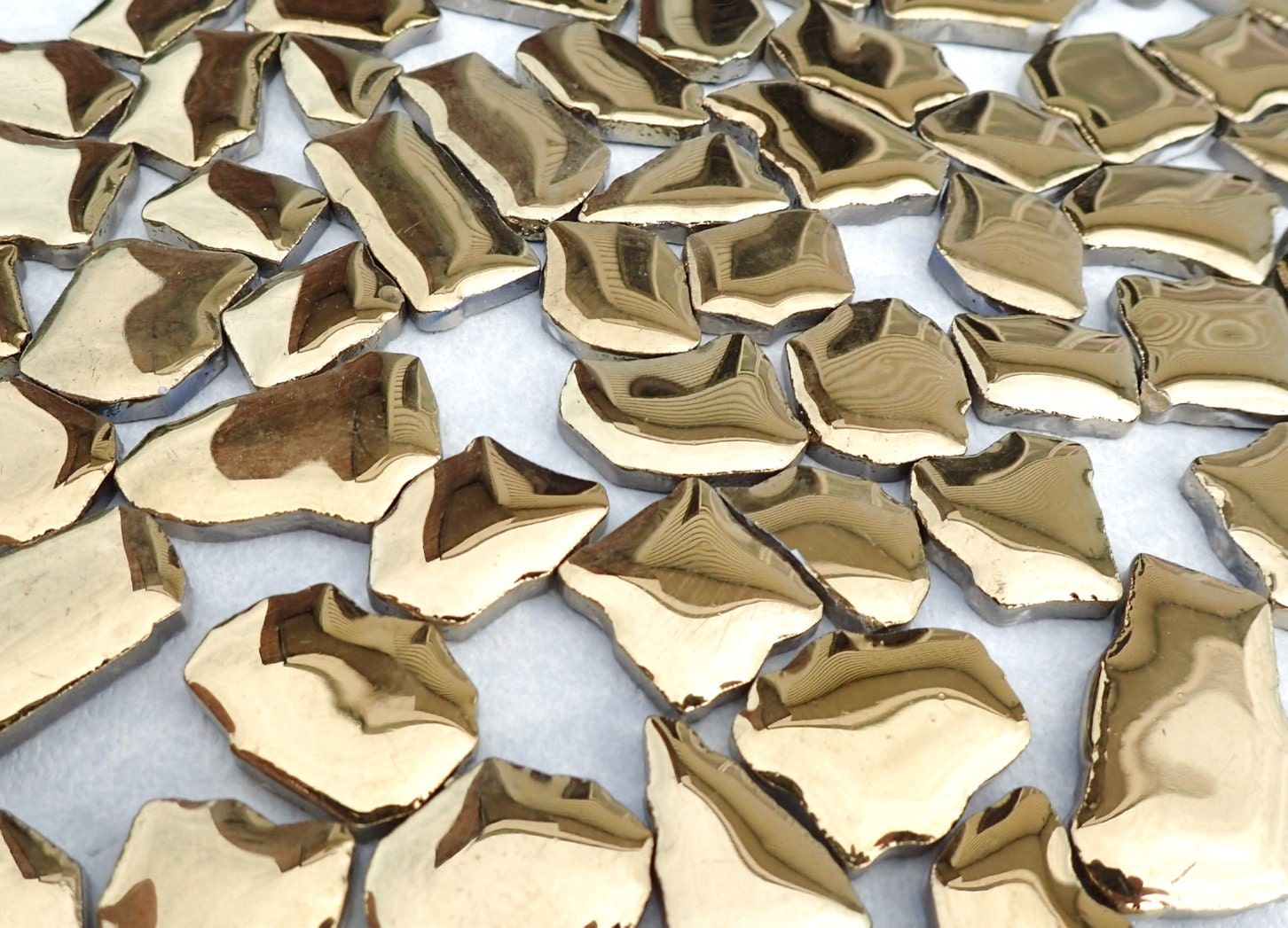 Gold Mosaic Ceramic Tiles - Random Shapes Metallic - 100g - Assorted Sizes Jigsaw Pieces - Mosaic Art Supplies - Gold Toned Tile