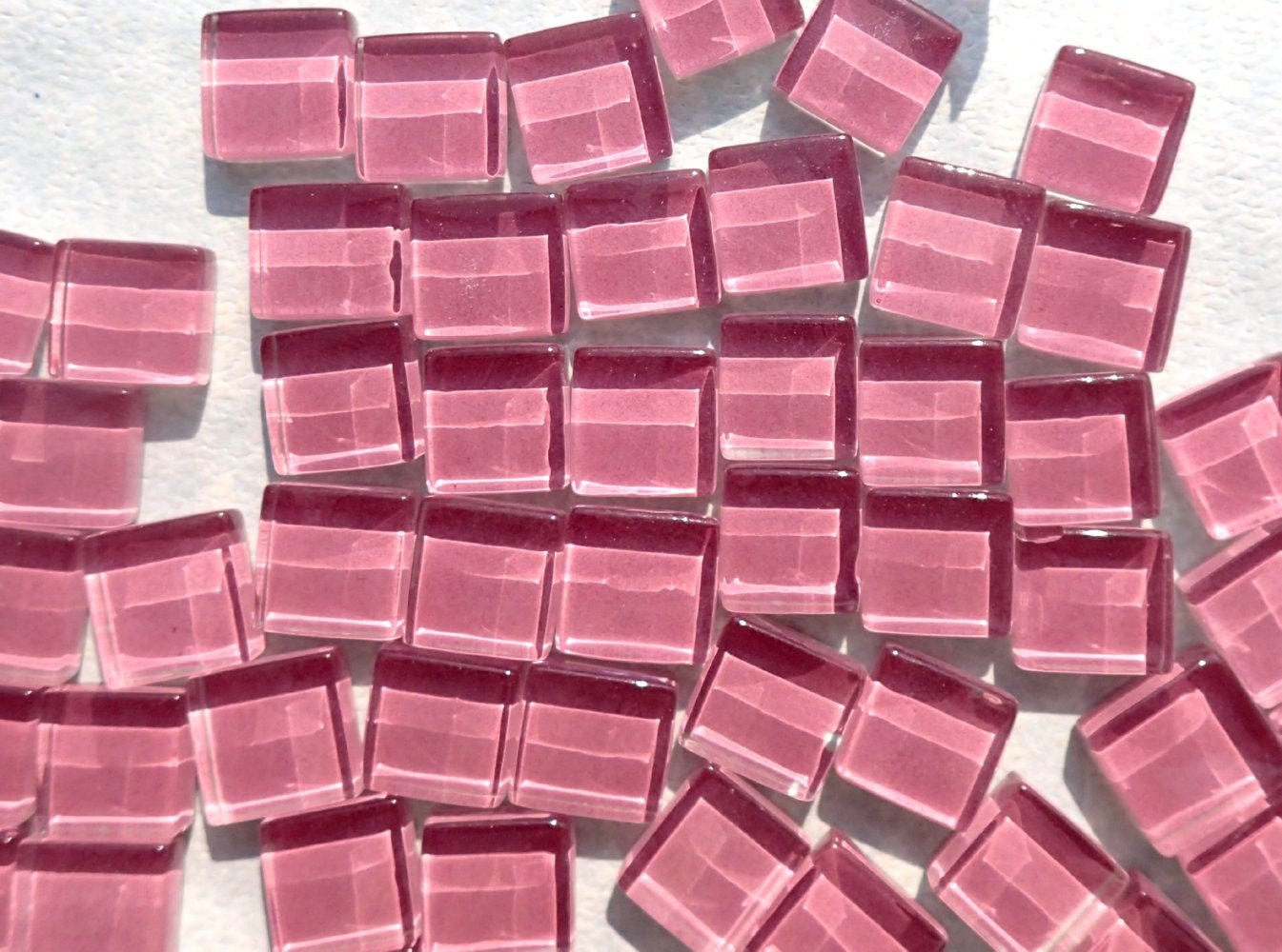 Deep Pink Glass Tiles - 1 cm - 100g - Over 100 Squares