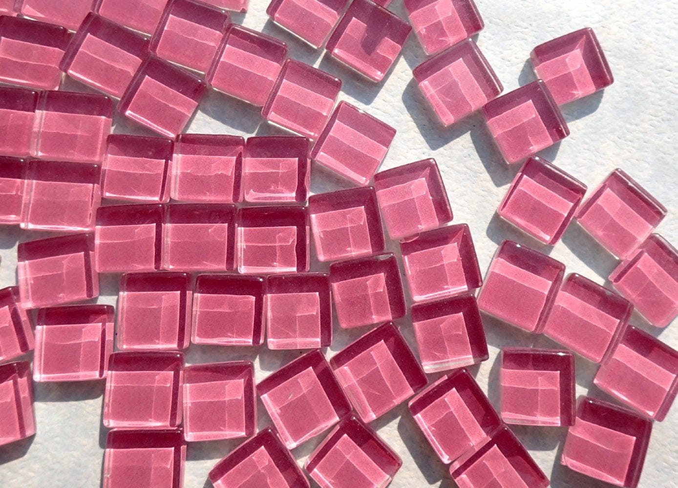 Deep Pink Glass Tiles - 1 cm - 100g - Over 100 Squares