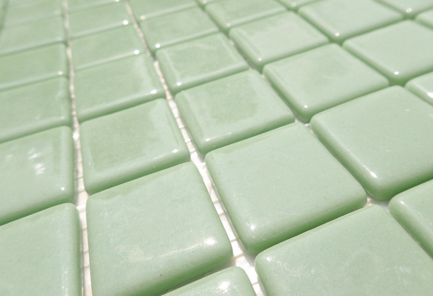 Sage Green Glass Mosaic Tiles Squares - 1 inch - 25 Tiles for Craft Projects and Decorations - Medium Green Recycled