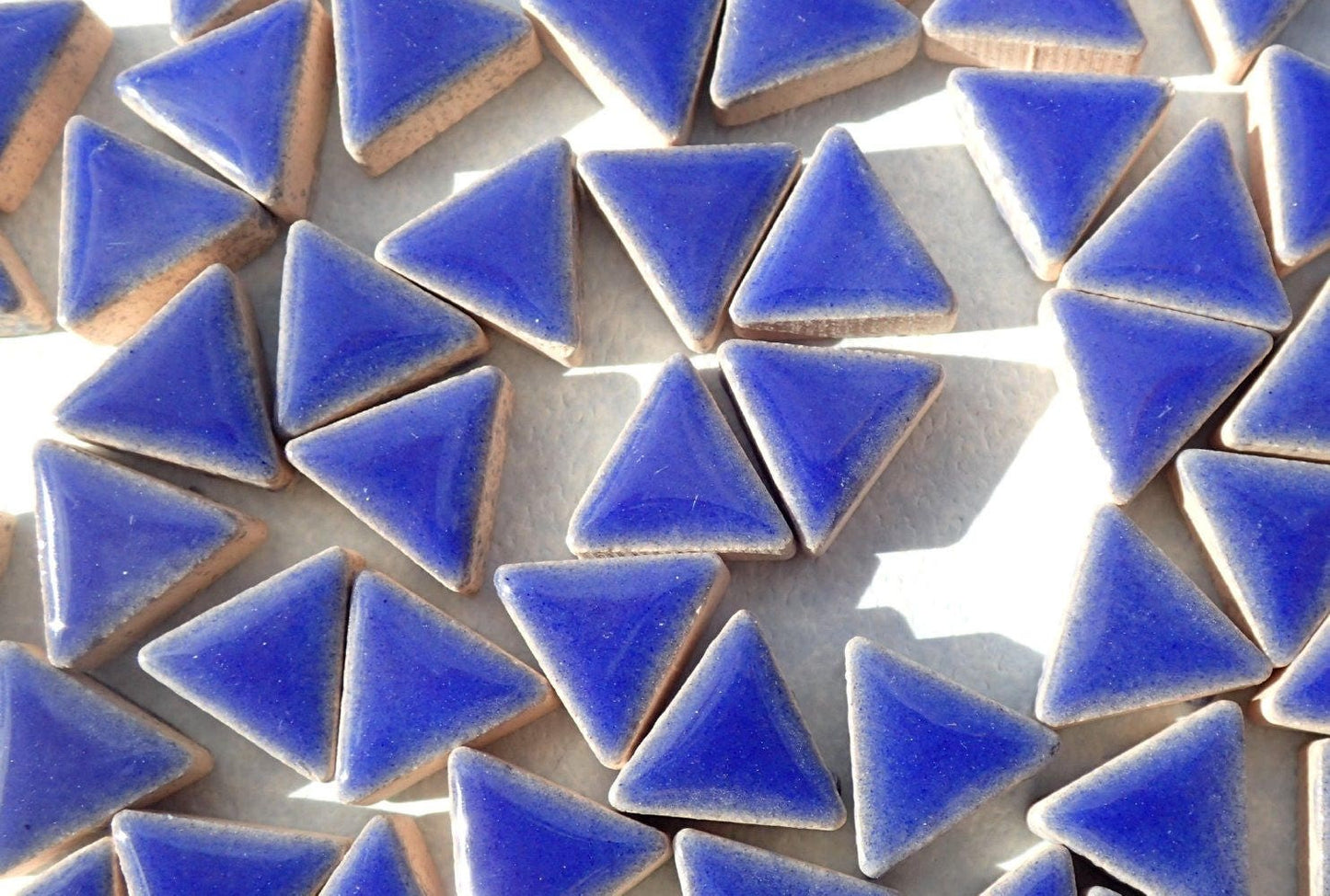 Denim Blue Mini Triangles Mosaic Tiles - 50g Ceramic - 15mm