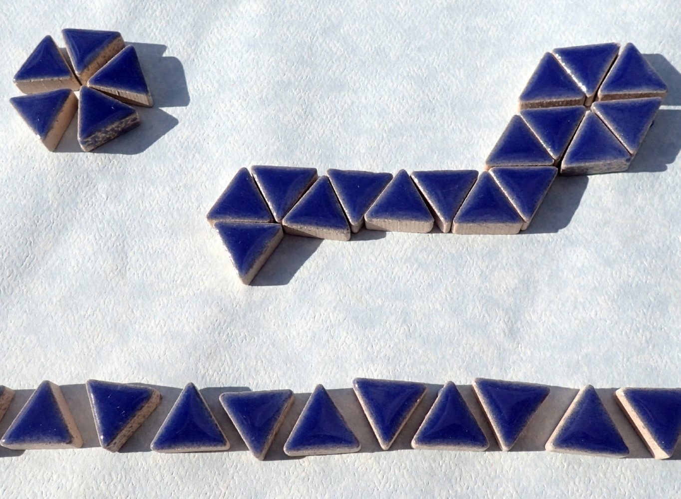 Denim Blue Mini Triangles Mosaic Tiles - 50g Ceramic - 15mm