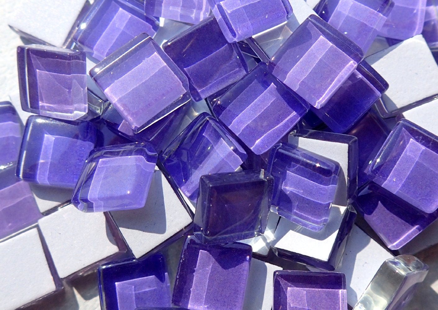 Purple Glass Tiles - 1 cm - 100g - Over 100 Squares