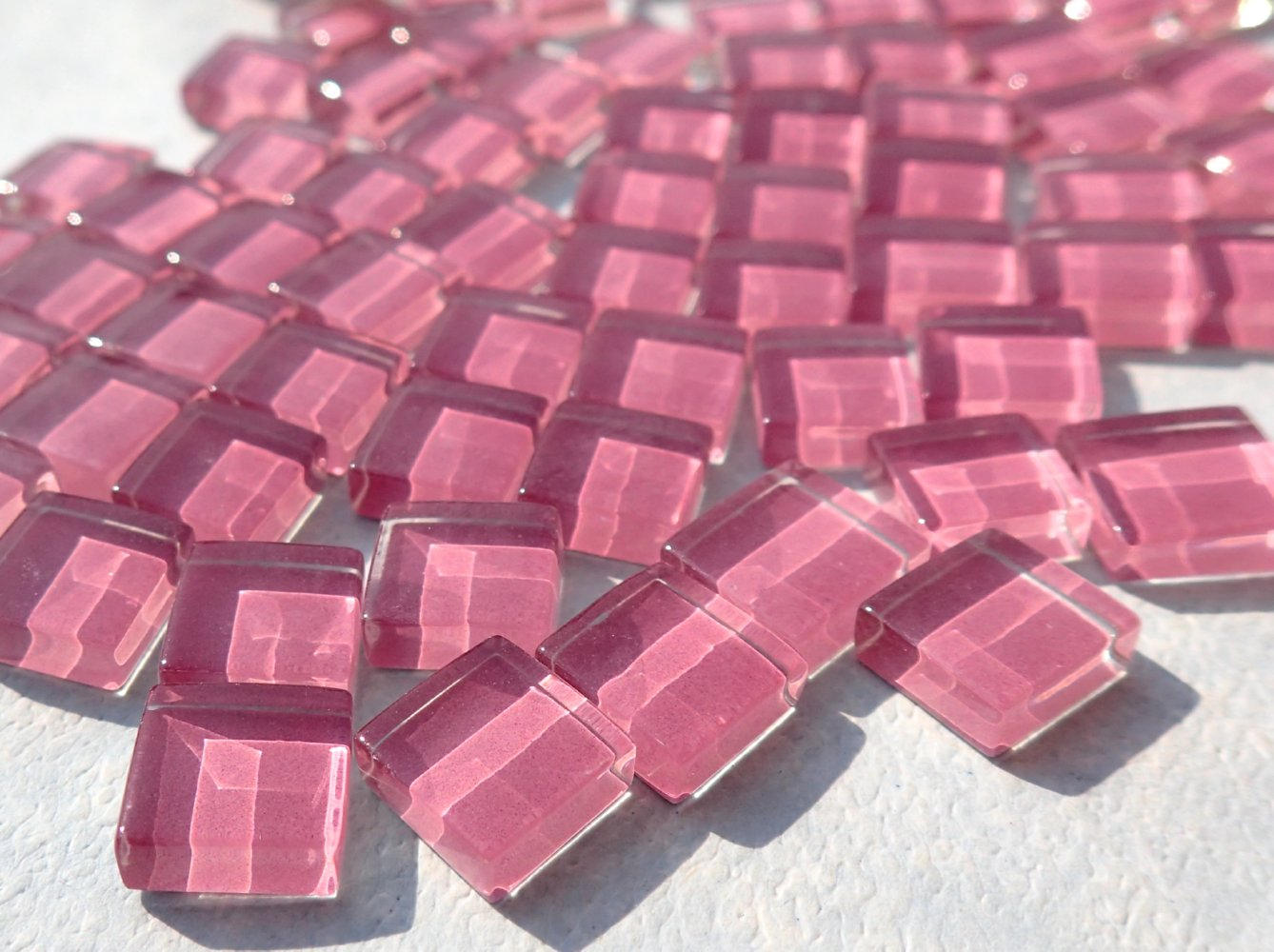 Deep Pink Glass Tiles - 1 cm - 100g - Over 100 Squares