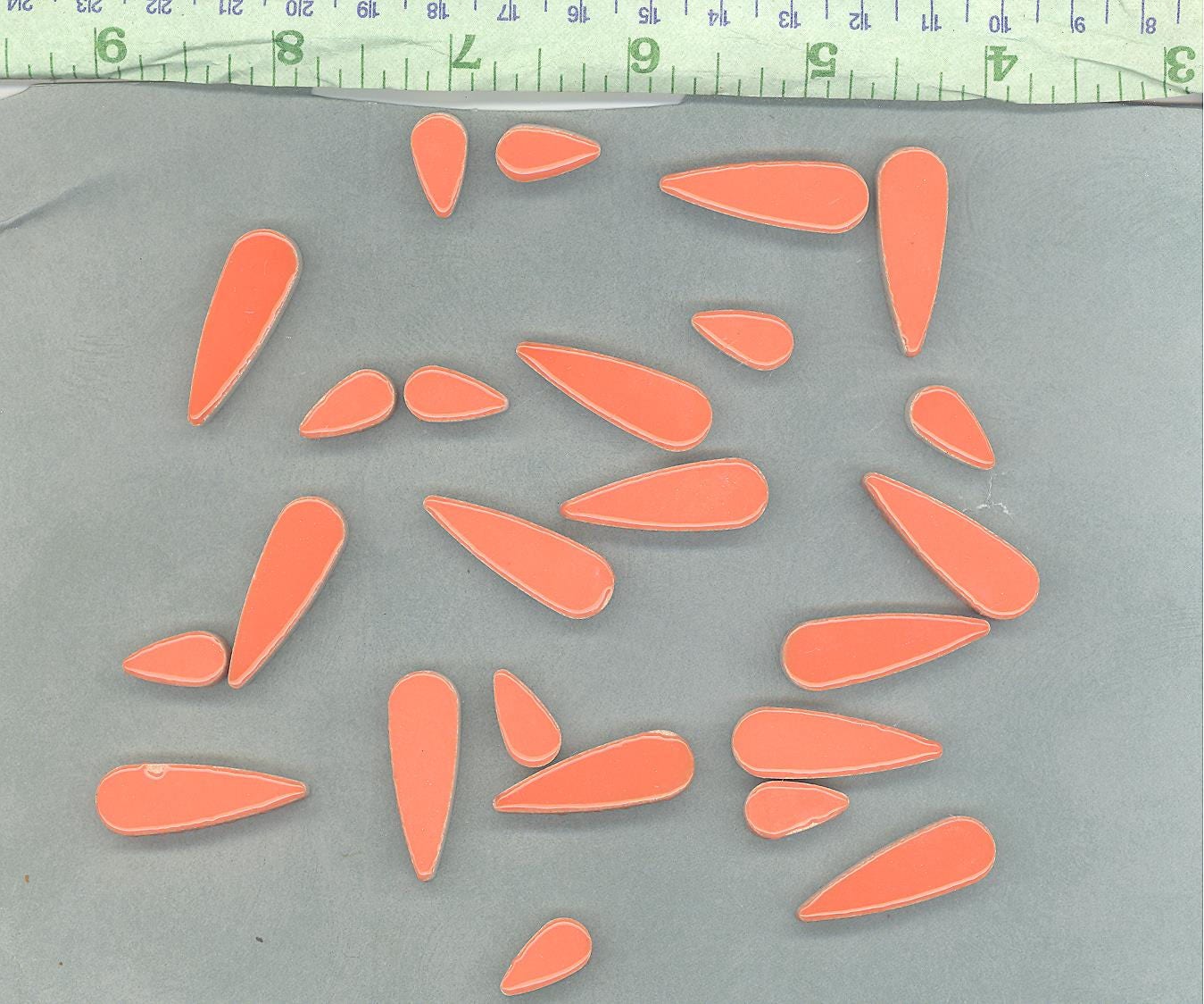 Orange Teardrop Mosaic Tiles - 50g Ceramic Petals in Mix of 2 Sizes 1/2" and 3/5"