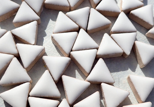 White Mini Triangles Mosaic Tiles - 50g Ceramic - 15mm