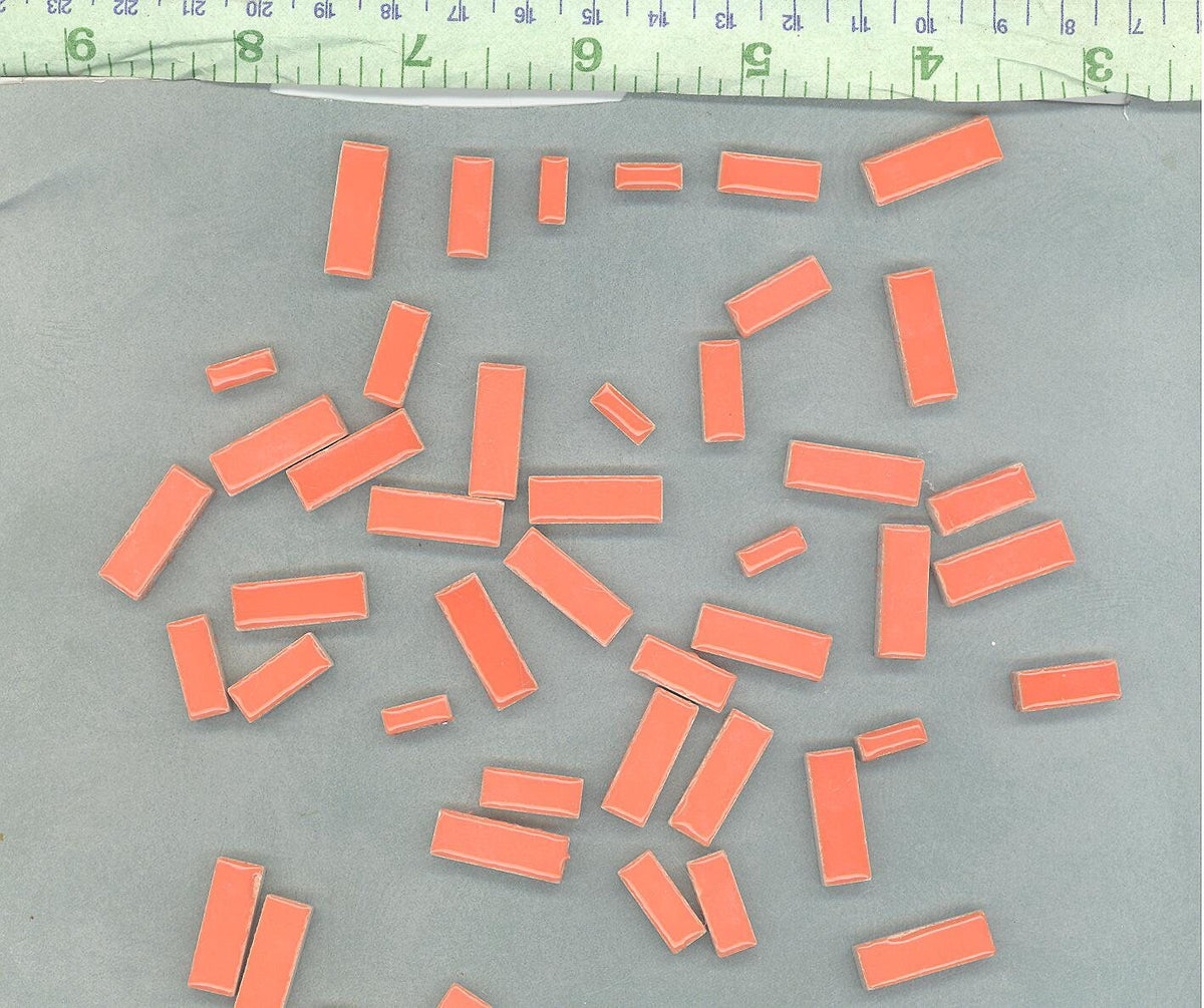 Orange Mini Rectangles Mosaic Tiles - 50g Ceramic in Mix of 3 Sizes 3/8" and 5/8" and 3/4"