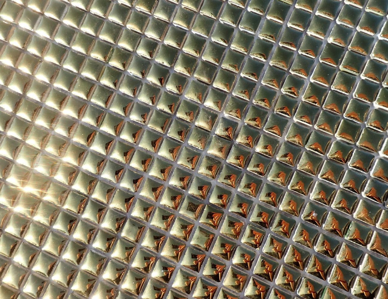 Gold Tiny Square Mosaic Tiles - 1 cm Ceramic - Half Pound in Shiny Mirror Finish