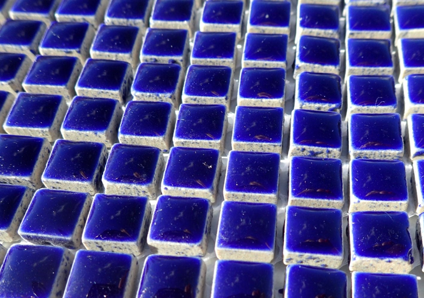 Dark Blue Square Mosaic Tiles - 1 cm Ceramic - Half Pound - Indigo