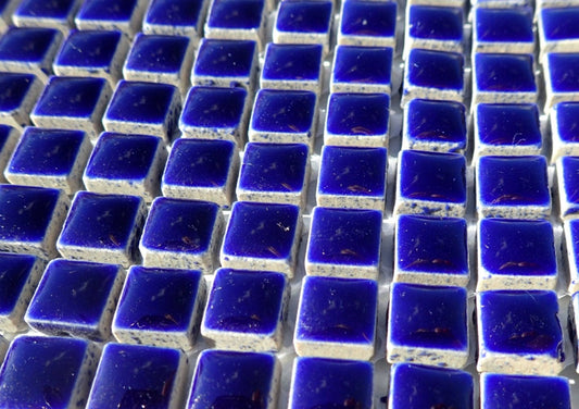 Dark Blue Square Mosaic Tiles - 1 cm Ceramic - Half Pound - Indigo