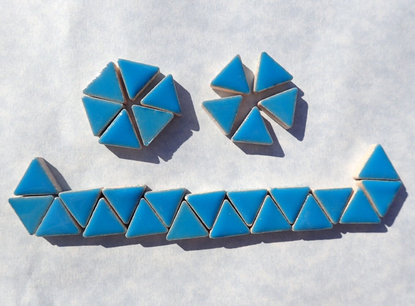 Mediterranean Blue Mini Triangles Mosaic Tiles - 50g Ceramic - 15mm in Thalo Blue