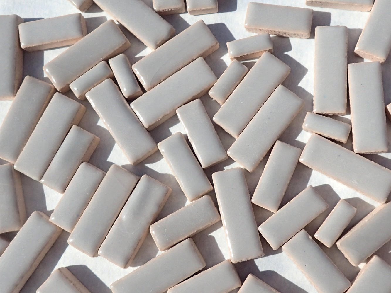 Gray Mini Rectangles Mosaic Tiles - 50g Ceramic in Mix of 3 Sizes 3/8" and 5/8" and 3/4"