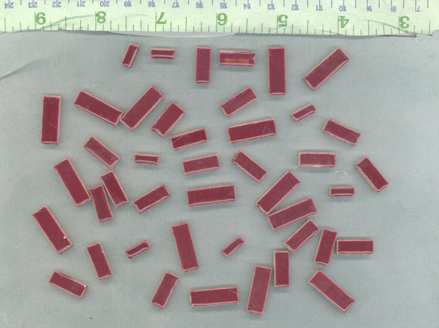 Burgundy Mini Rectangles Mosaic Tiles - 50g Ceramic in Mix of 3 Sizes 3/8" and 5/8" and 3/4"