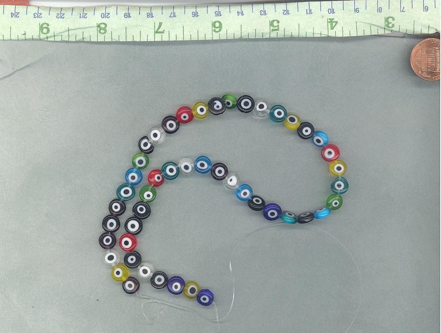 Evil Eye Glass Beads - Small 8mm Use in Mosaics - Supplies to Create Glass Jewelry Round Flat Beads Multicolor