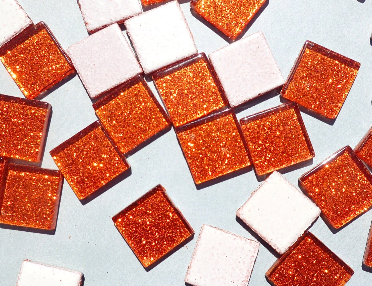 Orange Glitter Mosaic Tiles - 20mm - 25 Squares