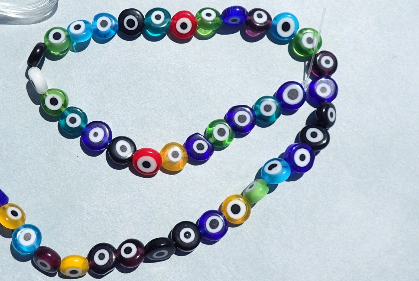 Evil Eye Glass Beads - Small 8mm Use in Mosaics - Supplies to Create Glass Jewelry Round Flat Beads Multicolor