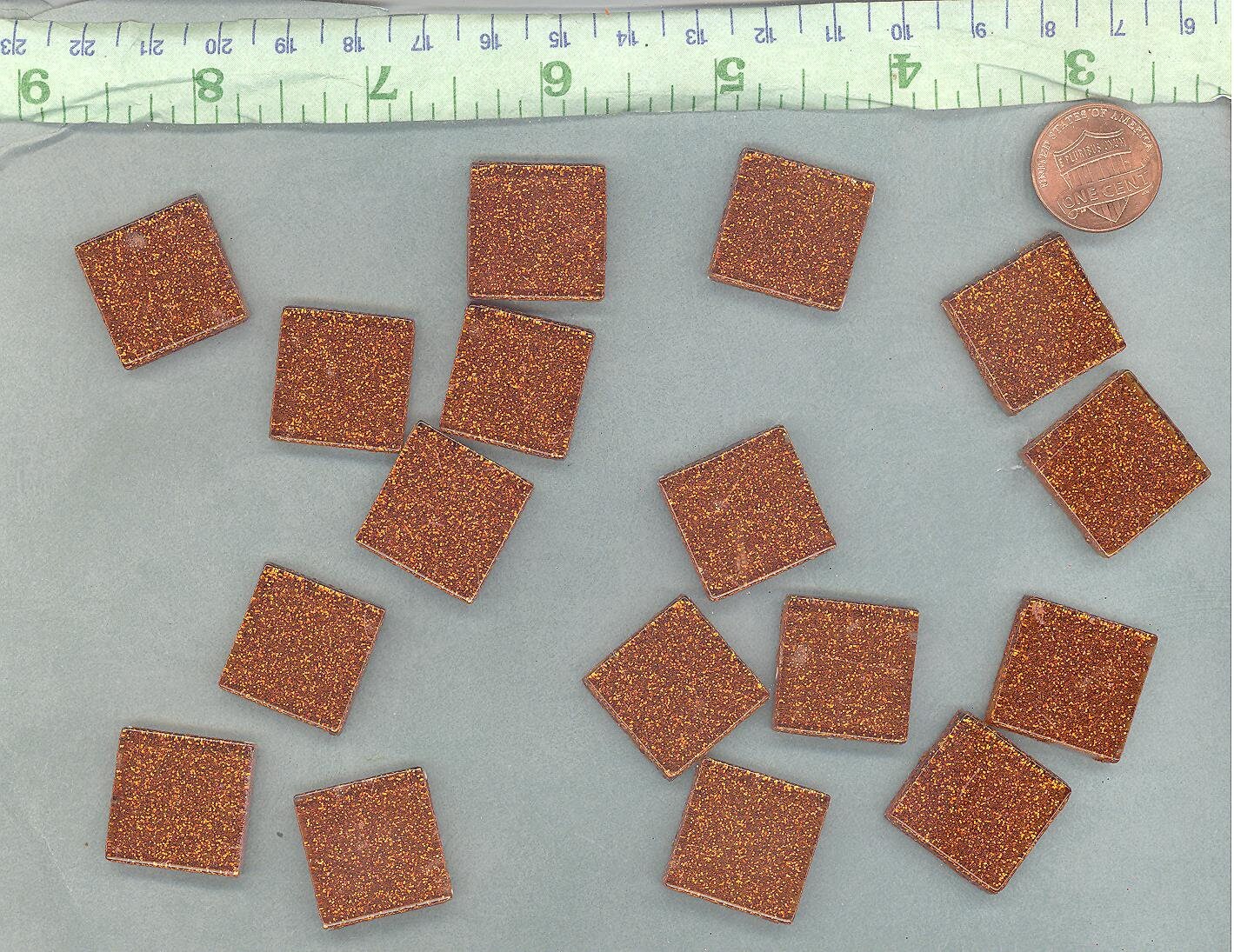 Orange Glitter Mosaic Tiles - 20mm - 25 Squares