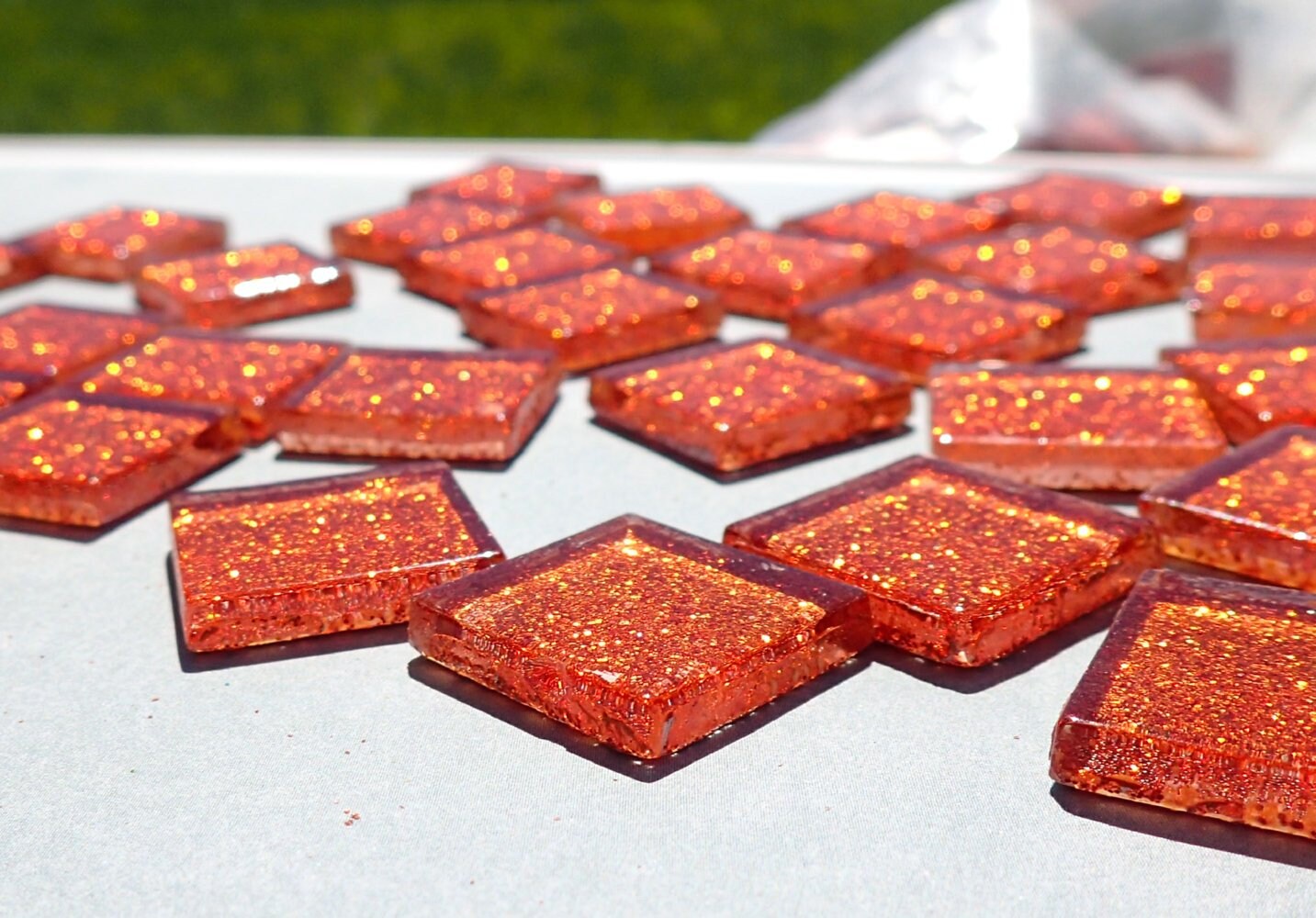 Orange Glitter Mosaic Tiles - 20mm - 25 Squares