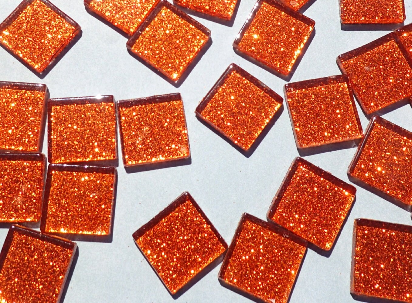 Orange Glitter Mosaic Tiles - 20mm - 25 Squares