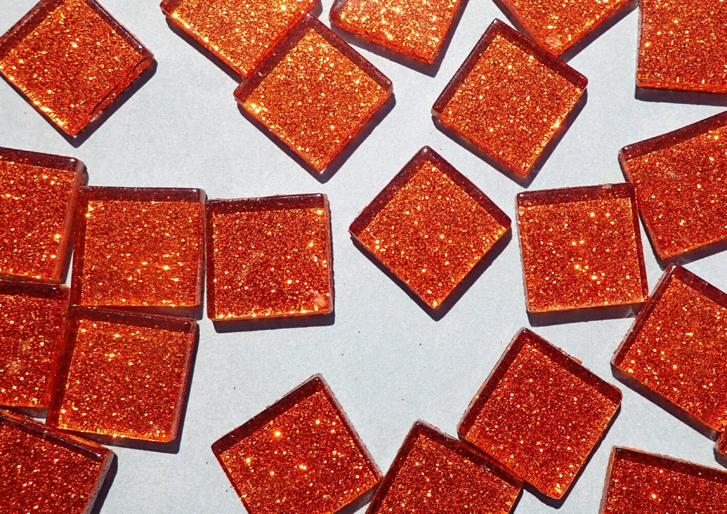 Orange Glitter Mosaic Tiles - 20mm - 25 Squares