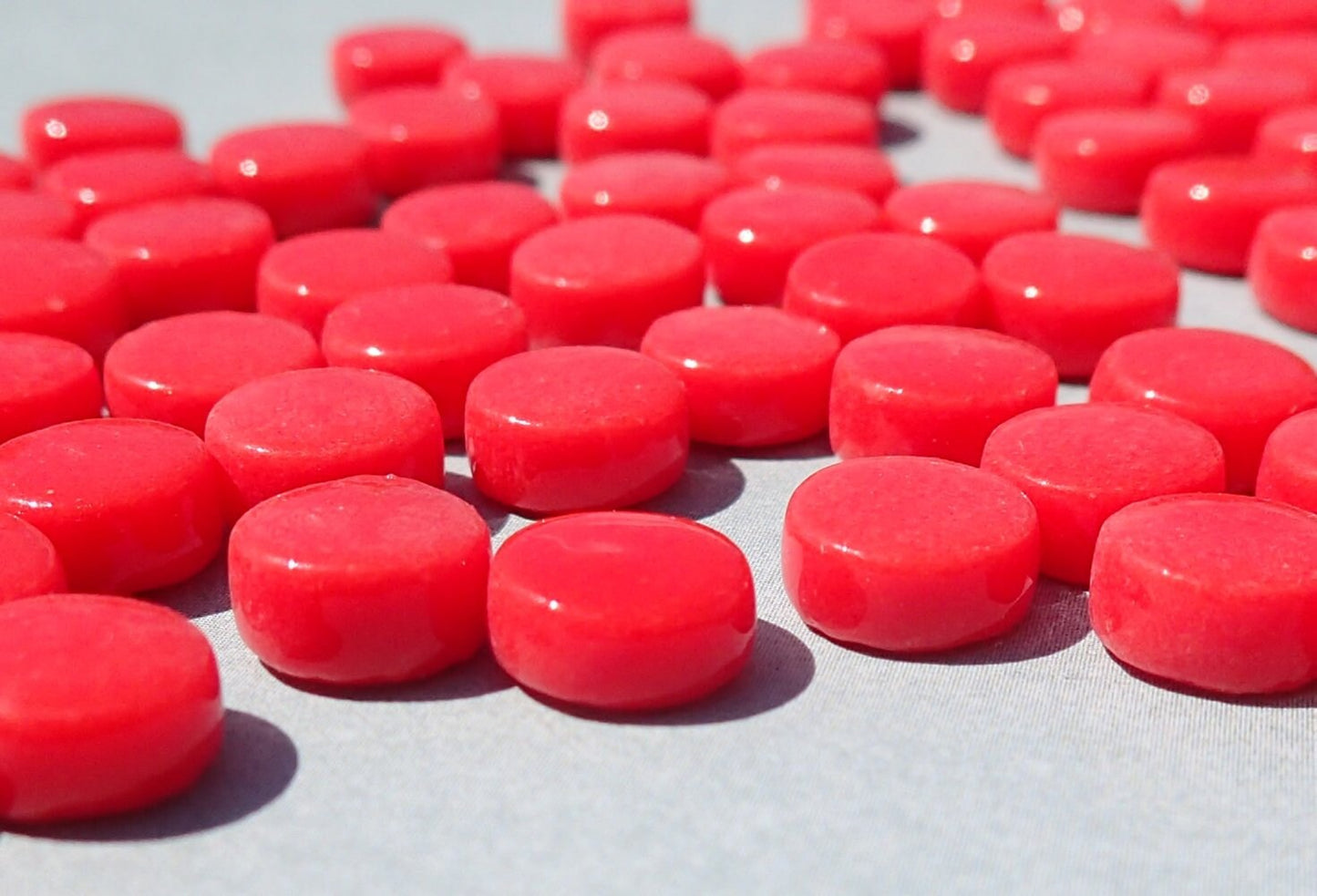 Bright Red MINI Glass Drops Mosaic Tiles - 50 grams - Glass Gems Darling Dotz