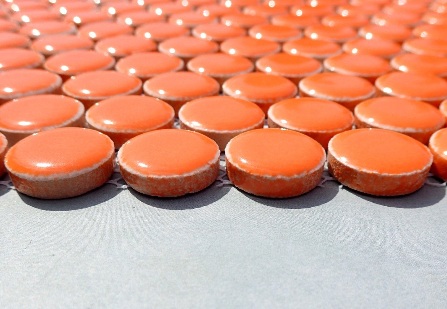 Orange Ceramic Mosaic Penny Rounds - 25 Tiles - 2cm Circles