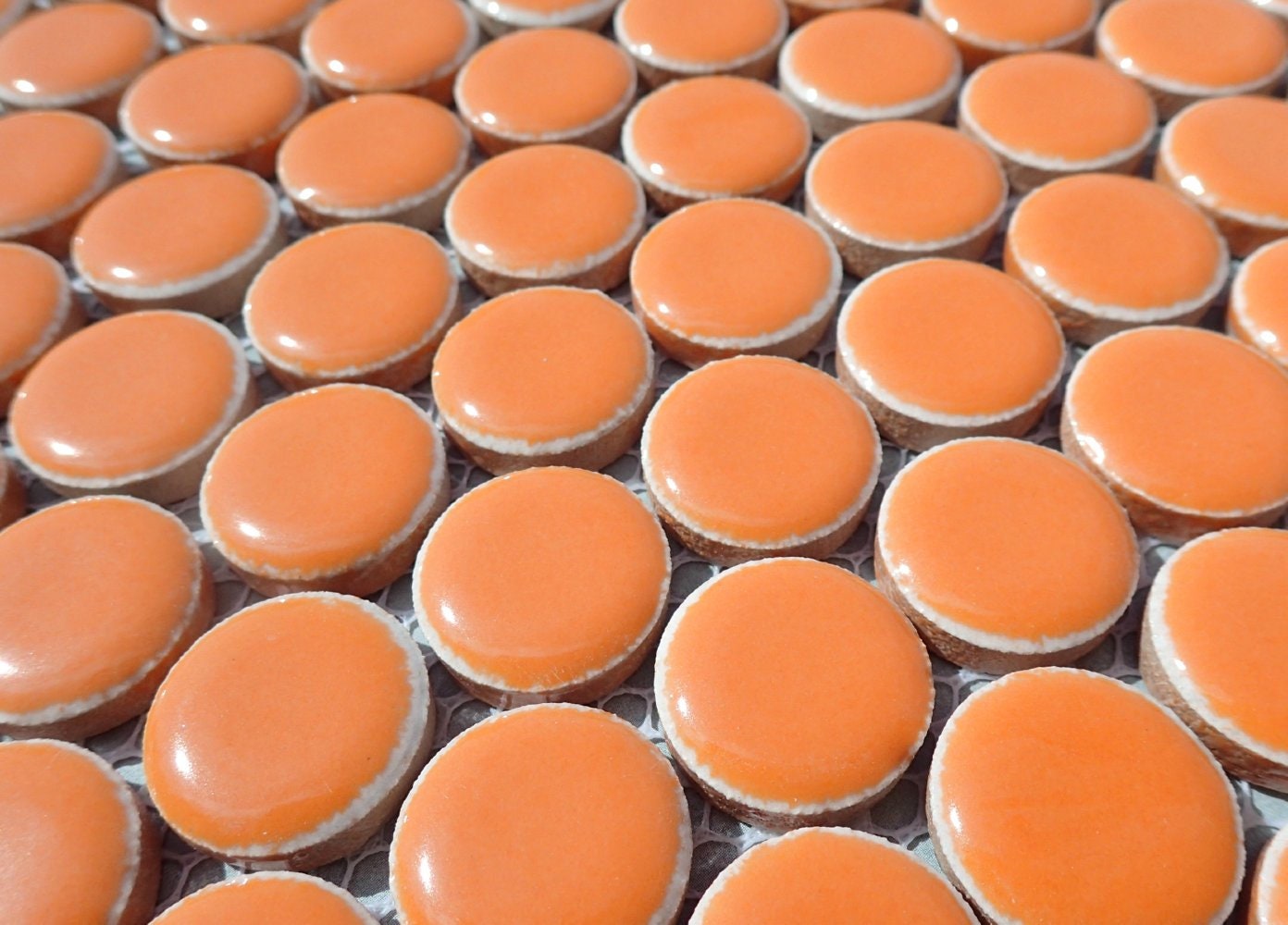 Orange Ceramic Mosaic Penny Rounds - 25 Tiles - 2cm Circles