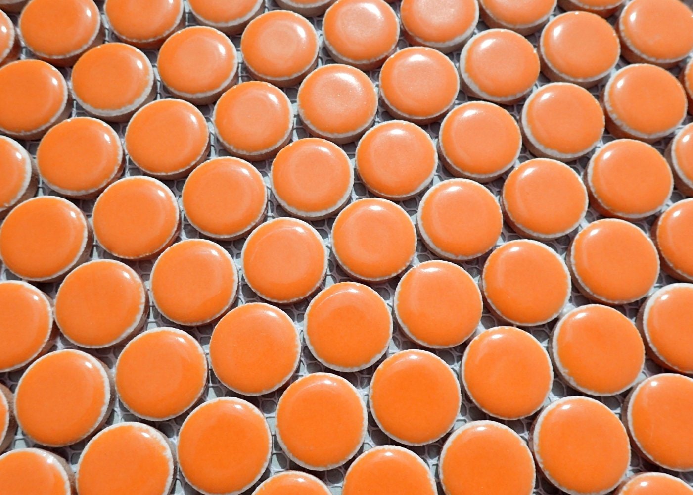 Orange Ceramic Mosaic Penny Rounds - 25 Tiles - 2cm Circles