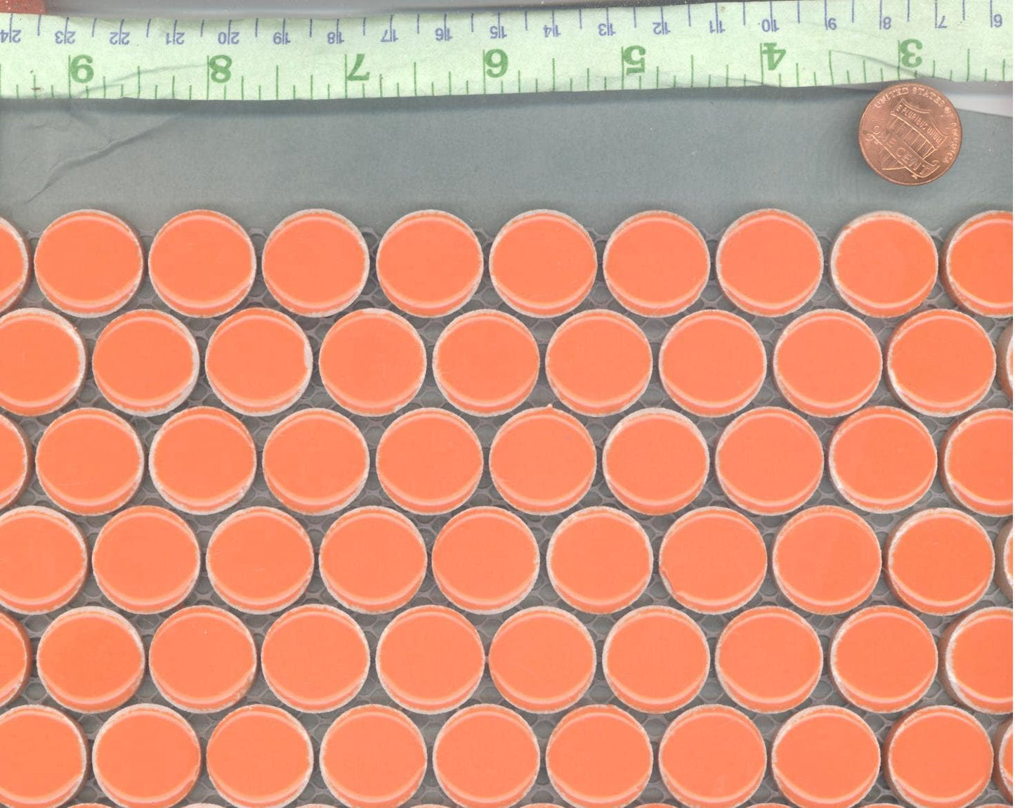 Orange Ceramic Mosaic Penny Rounds - 25 Tiles - 2cm Circles