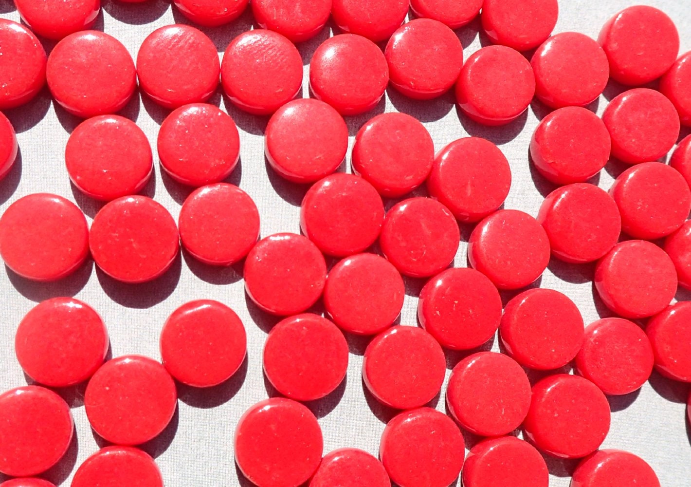 Bright Red MINI Glass Drops Mosaic Tiles - 50 grams - Glass Gems Darling Dotz