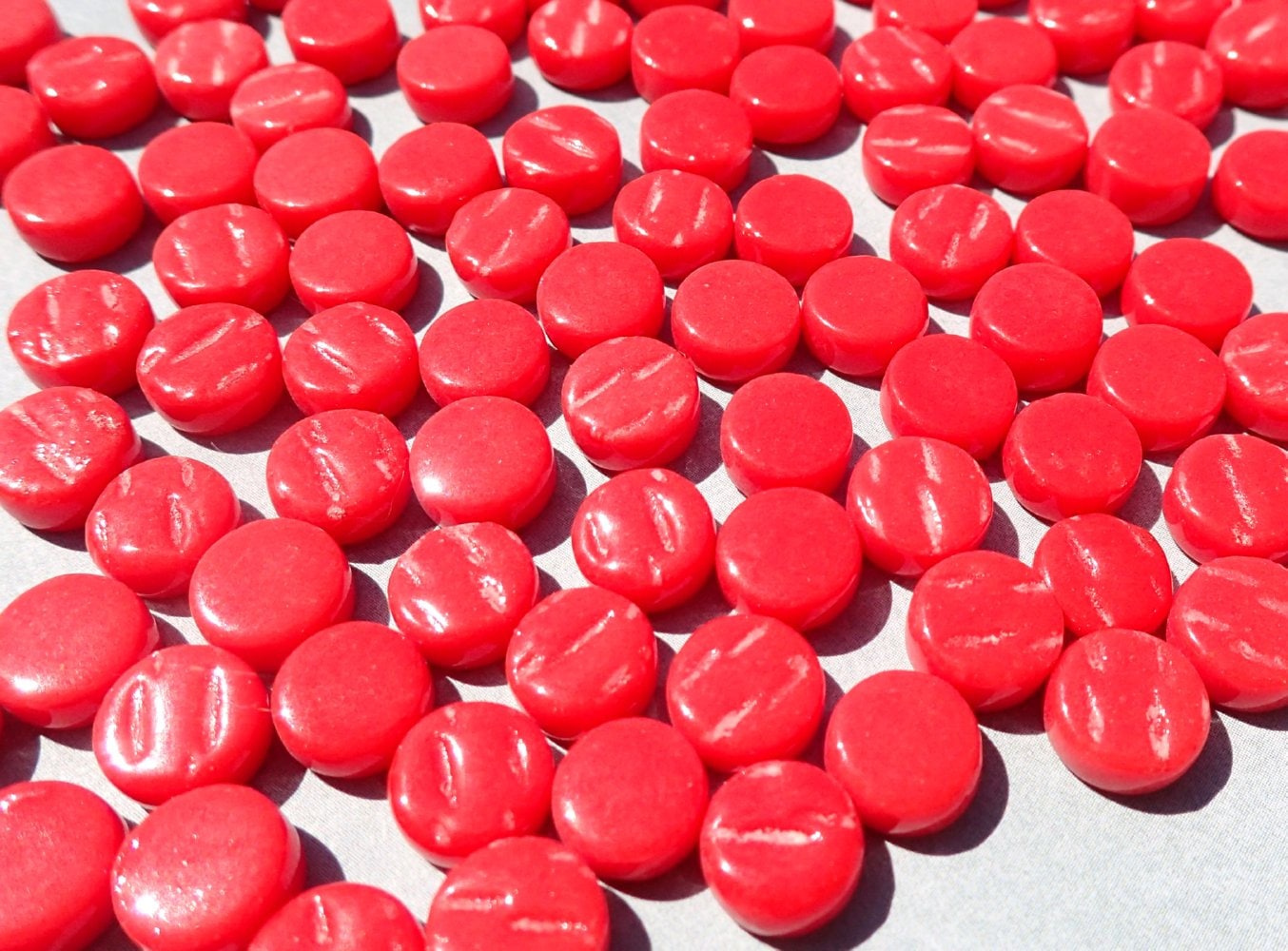 Bright Red MINI Glass Drops Mosaic Tiles - 50 grams - Glass Gems Darling Dotz