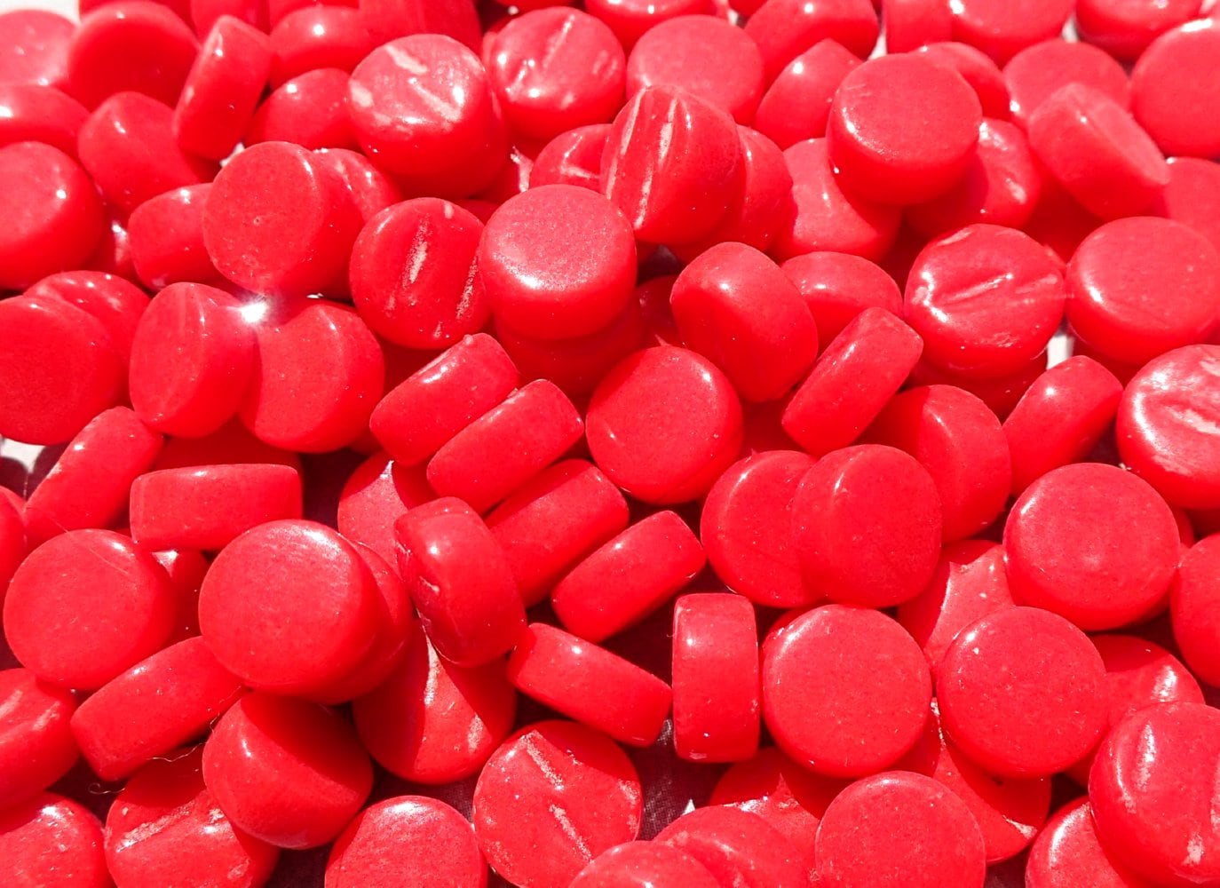 Bright Red MINI Glass Drops Mosaic Tiles - 50 grams - Glass Gems Darling Dotz