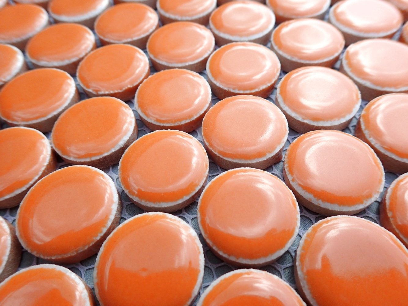 Orange Ceramic Mosaic Penny Rounds - 25 Tiles - 2cm Circles